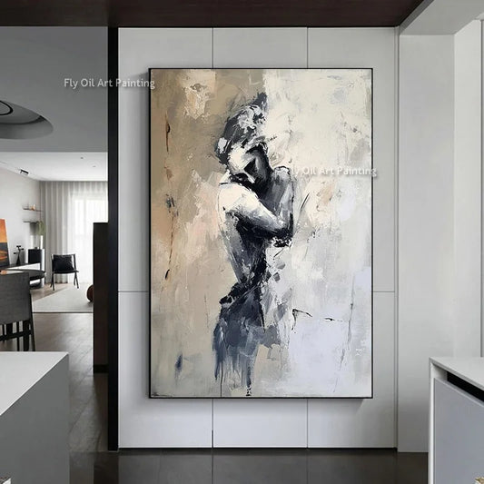 Lovers Art Sensual Couple Abstract Embrace Oil Painting Bedroom Sensual Handmade Canvas Painting Wall Art For Bedroom Decor