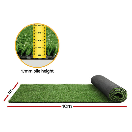 Prime Turf Artificial Grass Synthetic 20 SQM UN-REAL Lawn 17mm 1X10M