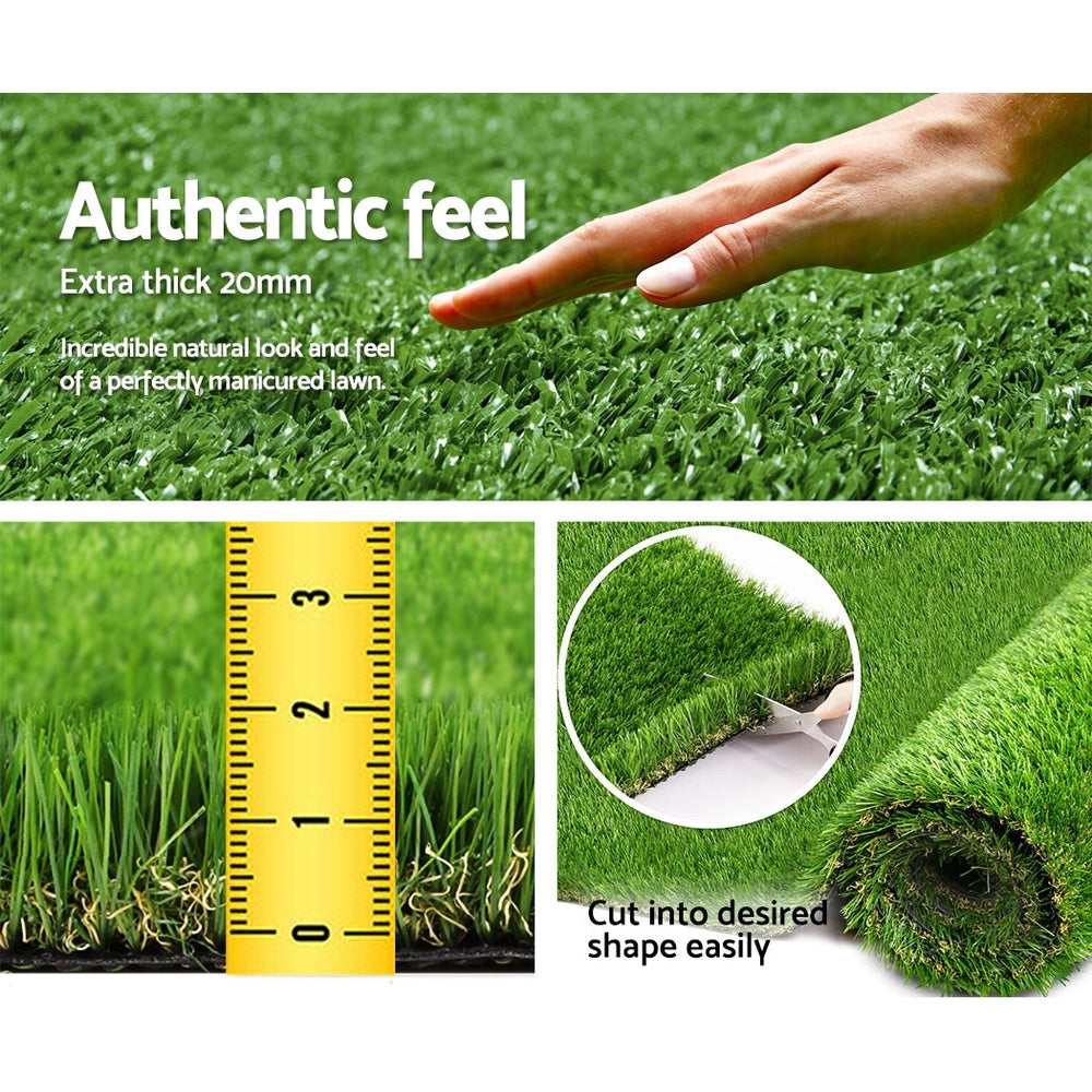 Prime Turf Artificial Grass 20SQM 20mm Synthetic UN-REAL Lawn Turf Plant Plastic 4-coloured 1mx10m