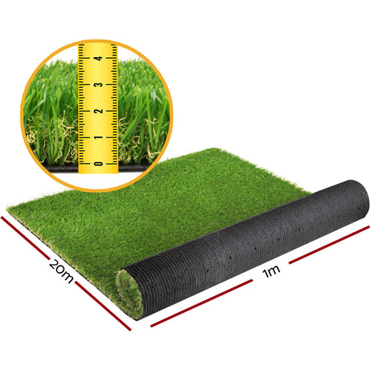 Prime Turf Artificial Grass 30mm 1mx20m Synthetic UN-REAL Lawn Turf Plastic Plant 4-coloured