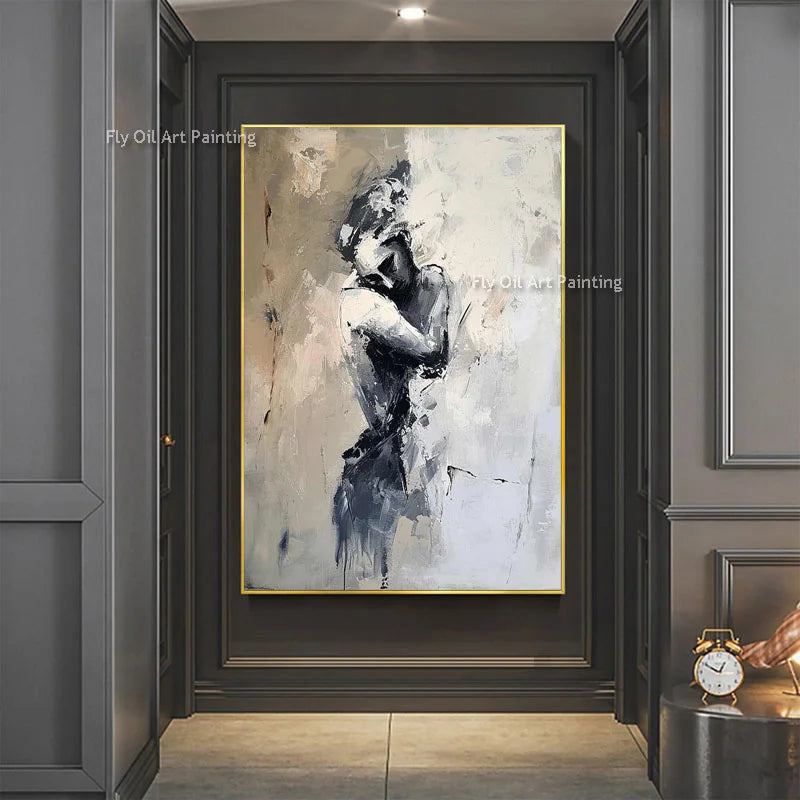 Lovers Art Sensual Couple Abstract Embrace Oil Painting Bedroom Sensual Handmade Canvas Painting Wall Art For Bedroom Decor