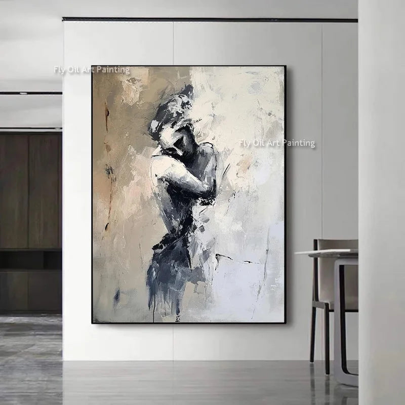 Lovers Art Sensual Couple Abstract Embrace Oil Painting Bedroom Sensual Handmade Canvas Painting Wall Art For Bedroom Decor