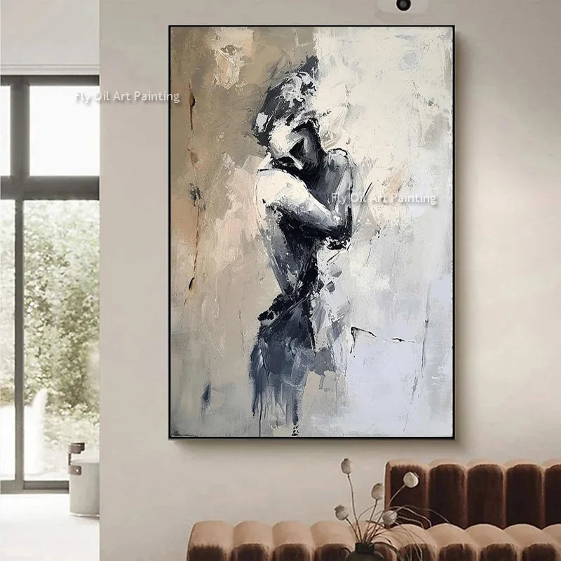Lovers Art Sensual Couple Abstract Embrace Oil Painting Bedroom Sensual Handmade Canvas Painting Wall Art For Bedroom Decor