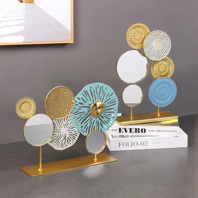 Mirror Wall Art Modern Wall Sculpture Art Home Decoration Multifunctional Round Metal Wall Art Decor Flexible Minimalist Mirror