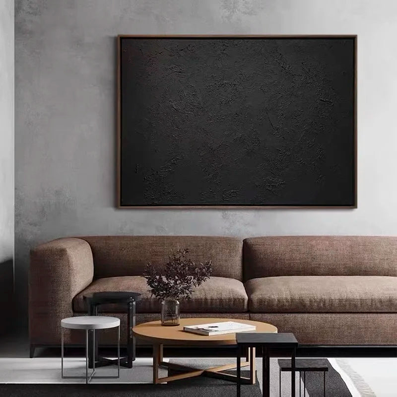 Handmade Modern Black Painting 3D Abstract Canvas Wall Art Oil Painting for Home Living Room Decor