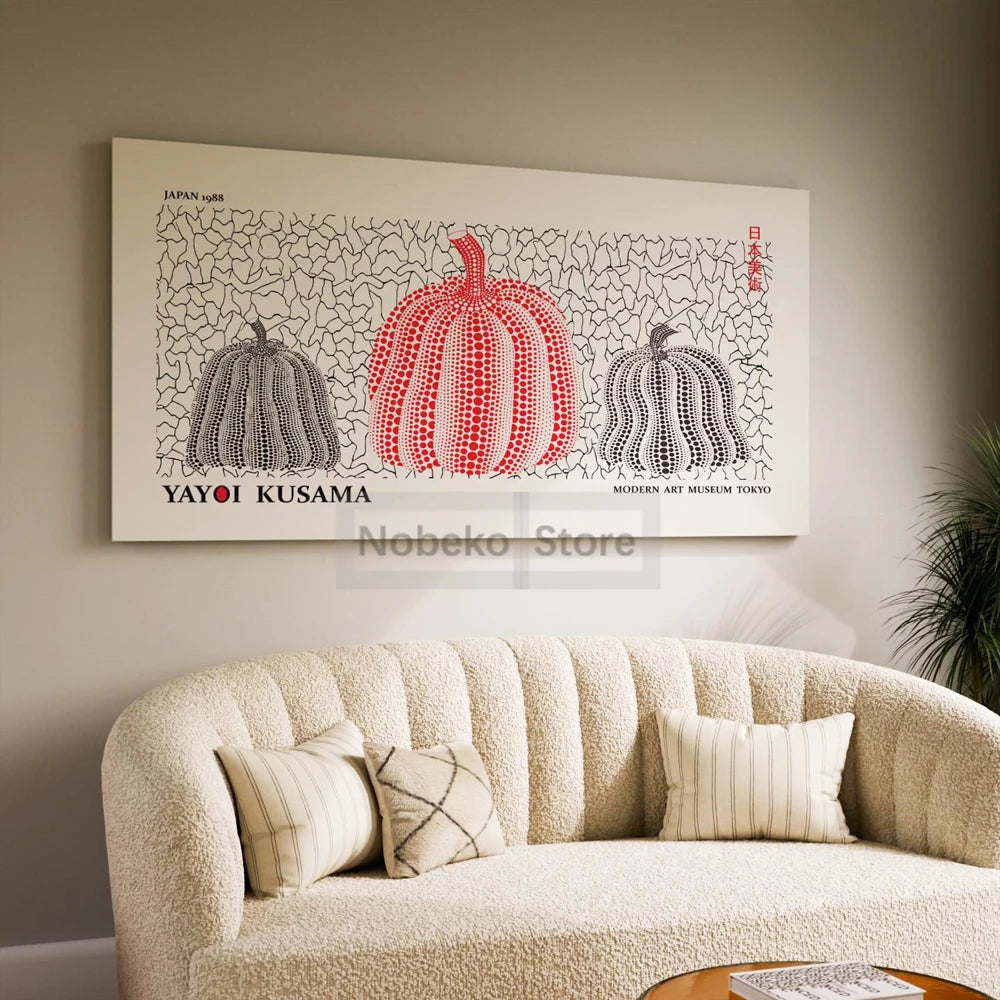 Modern Japanese Art Yayoi Kusama Large Horizontal Poster Panorama Prints Canvas Painting Wall Art Pictures Home Room Decoration