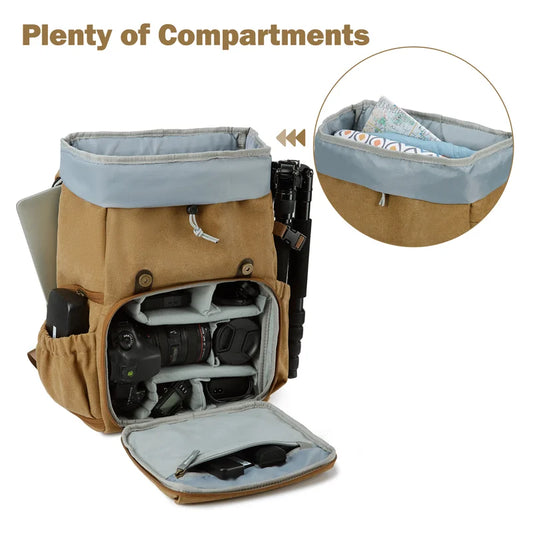 BAGSMART Camera Backpack Waterproof Tripod Holder DSLR Camera Bag Backpack for Photographers Fit up to 15" Laptop