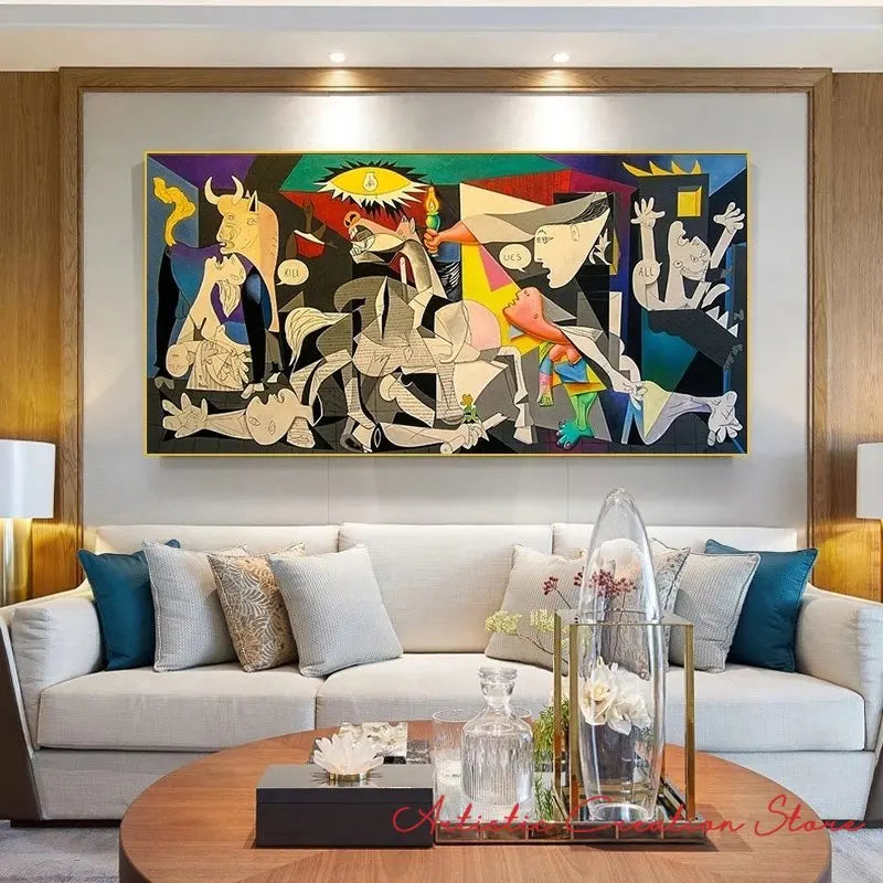 Abstract Wall Art Picture Picasso Famous Painting 《Guernica》Posters Canvas Painting for Modern Living Room Home Office Decor