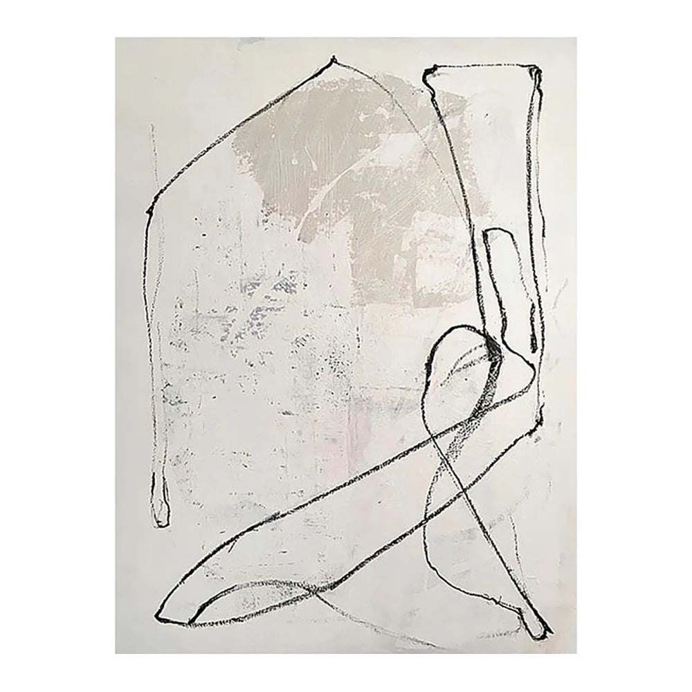 Large Size Handmade Oil Painting On Canvas Minimalism Black white lines Abstract Sofa Background Wall Art Home Hecoration Mural