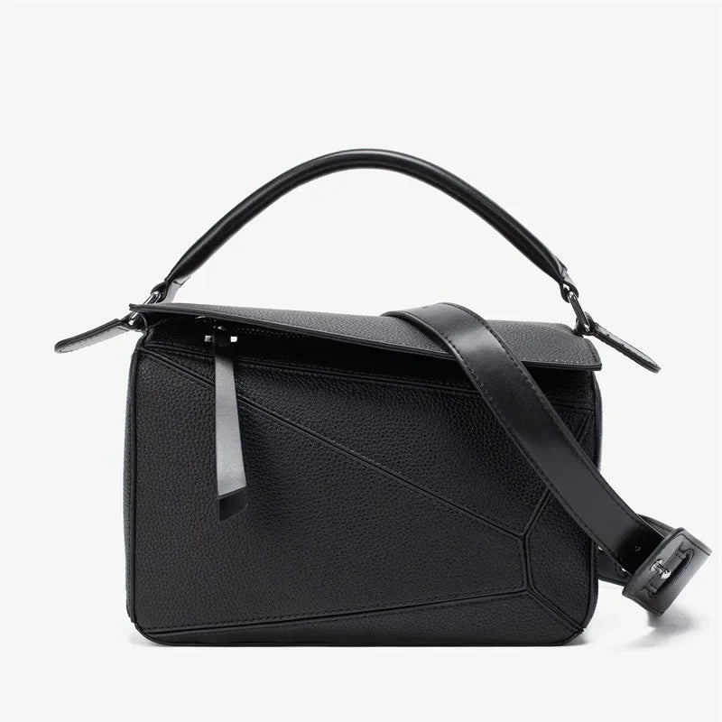 New Simple PU Geometric Handbag Women's Crossbody Bag Large Capacity Lightweight Doctor Bag Versatile Business Casual Style