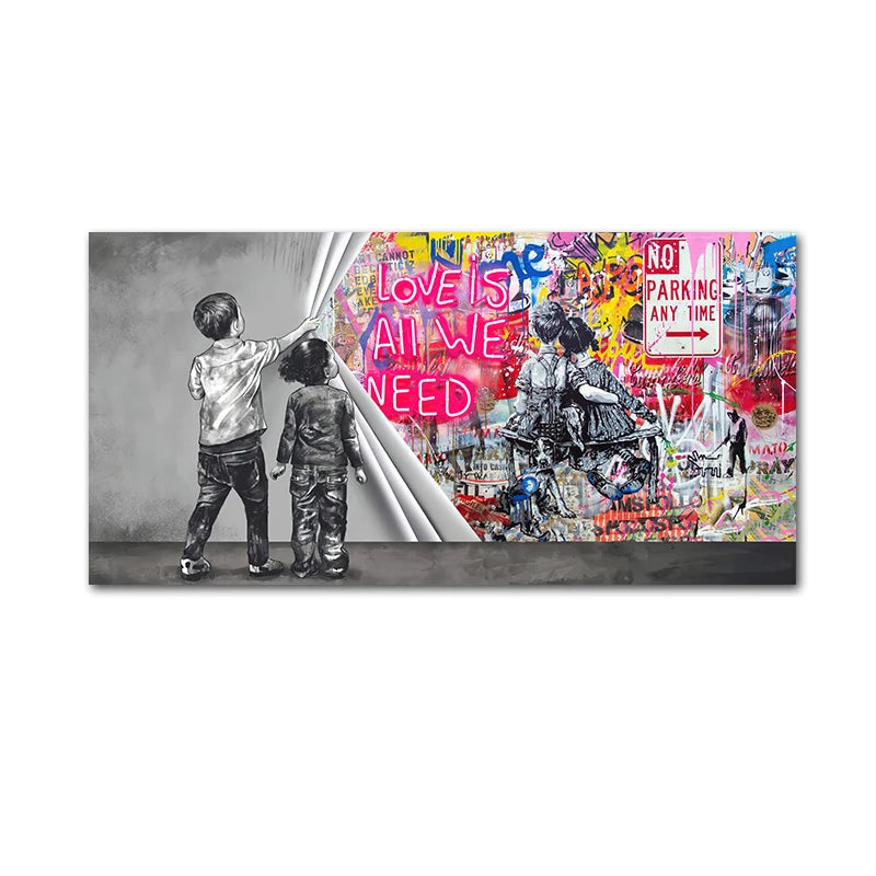 Banksy Street Art Graffiti Urban Wall Art Balloon Girl Canvas Painting Large Size Posters and Prints for Living Room Home Decor