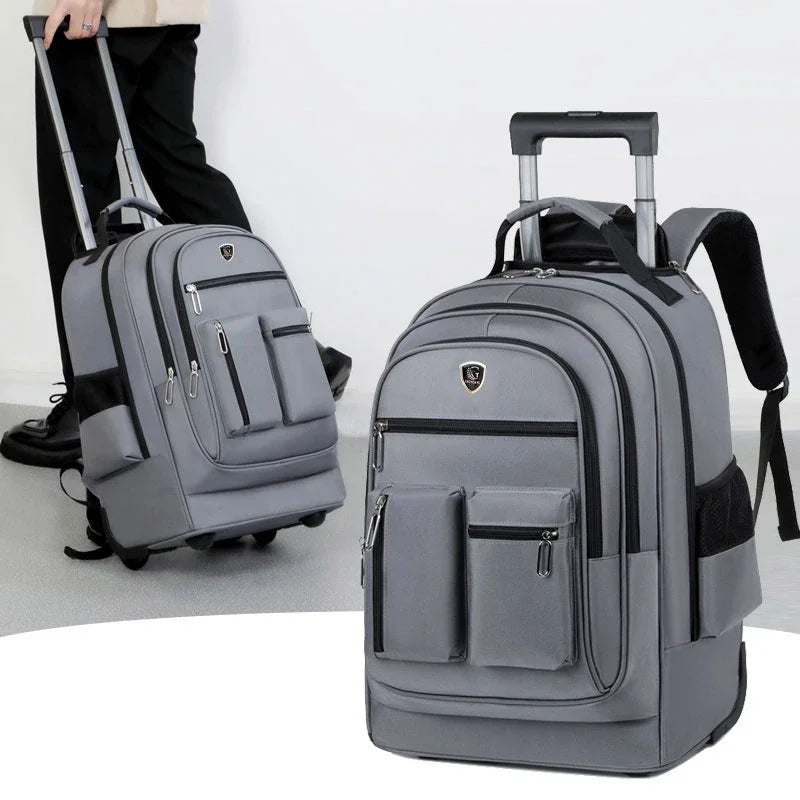 Backpack Large Capacity Mute Wheel Pull Bar Backpack Multifunction Travel Backpack Students Schoolbag Luggage Bag