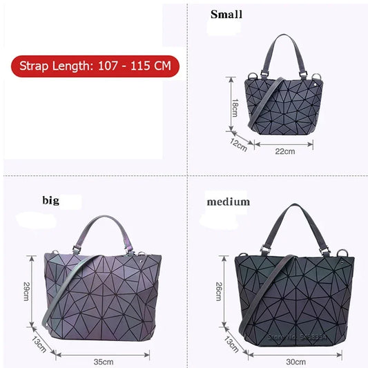 Luminous big bag Holographic reflective geometric bags for women 2024 Quilted Shoulder Bags female Handbags bolsa feminina
