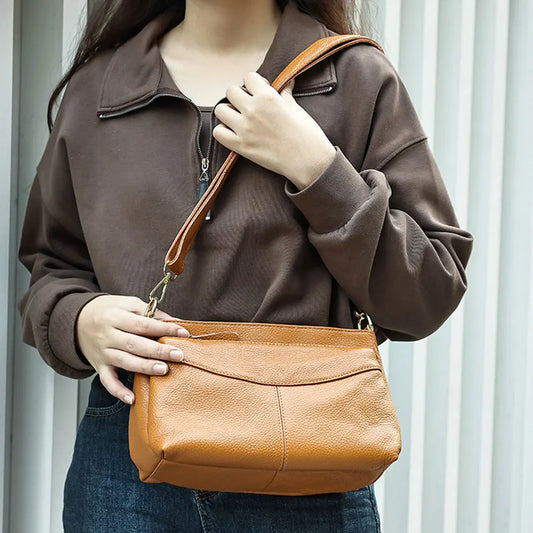 Genuine Leather Women's Bag Luxury High Quality Women Crossbody Bag Trendy Designer Cowhide Female Shoulder Bags 7651