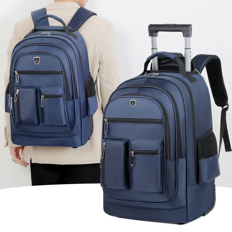 Backpack Large Capacity Mute Wheel Pull Bar Backpack Multifunction Travel Backpack Students Schoolbag Luggage Bag