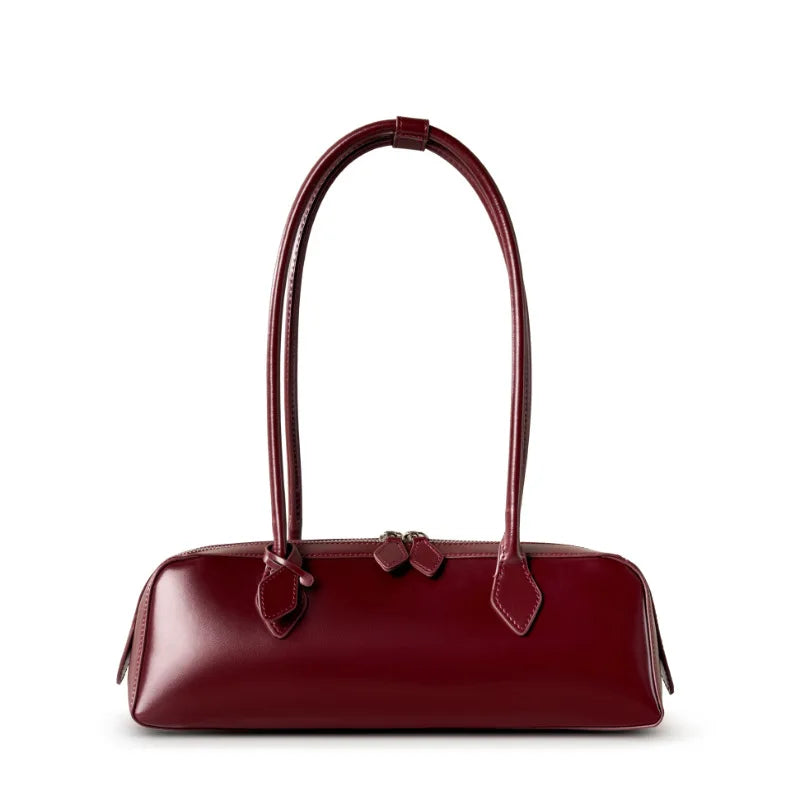 2025 New Genuine Leather Women's Shoulder Bag luxury Cowhide ladies handbag baguette bag female Commuter Shopping Underarm Bag