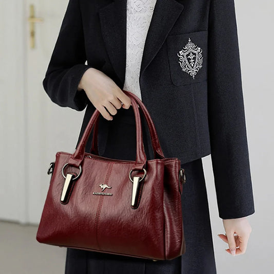 Genuine 3Layers High Quality Soft PU Leather Ladies Shoulder Crossbody Bags for Women Luxury Handbags Women Designer A Main