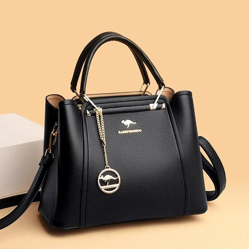 Fashion Women Soft PU Leather Handle Handbag Designer Shoulder Crossbody Bag Ladies Large Capacity Shopping Messenger Tote Bag
