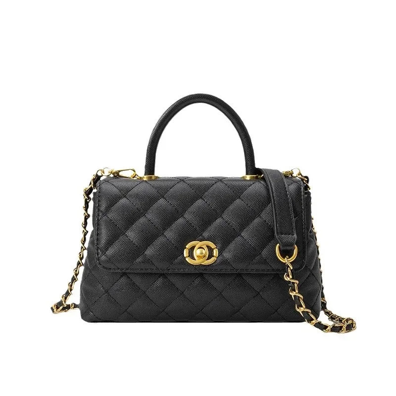 Spring Summer 2025 New Style Women's Handbag Classic Chain Diamond Grid Single Shoulder Crossbody Bag Soft Fabric Handbag