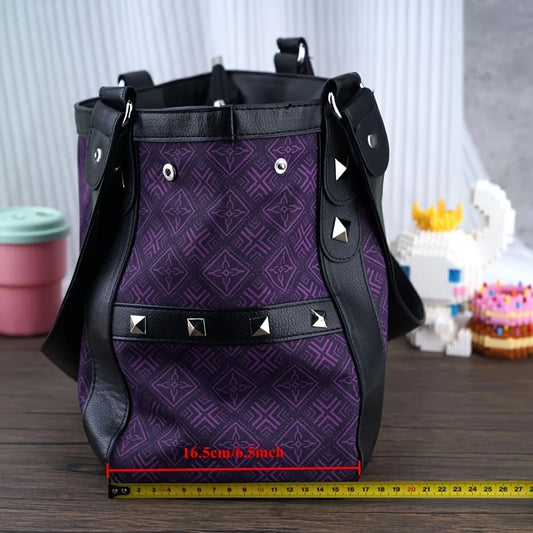 MINISO Sanrio Hello Kitty Vintage Purple Handbag Y2K Gothic Style Multifunctional Underarm Tote Bag Sweet and Spicy Fashion