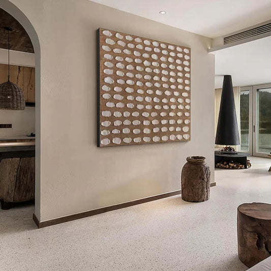 Office Living Hotel Room Home Wall Art Decor Beige Texture Wabi Sabi Large Pure Beige Minimalist Painting on Canvas