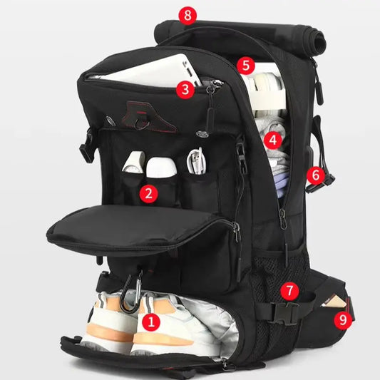 XOKY 80L Travel Backpack Large Capacity Multiple Storage Spaces Anti Theft Backpack with Dry Wet Separation 8106