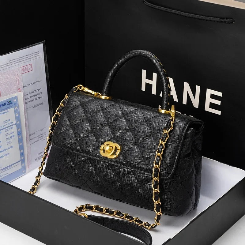 Spring Summer 2025 New Style Women's Handbag Classic Chain Diamond Grid Single Shoulder Crossbody Bag Soft Fabric Handbag