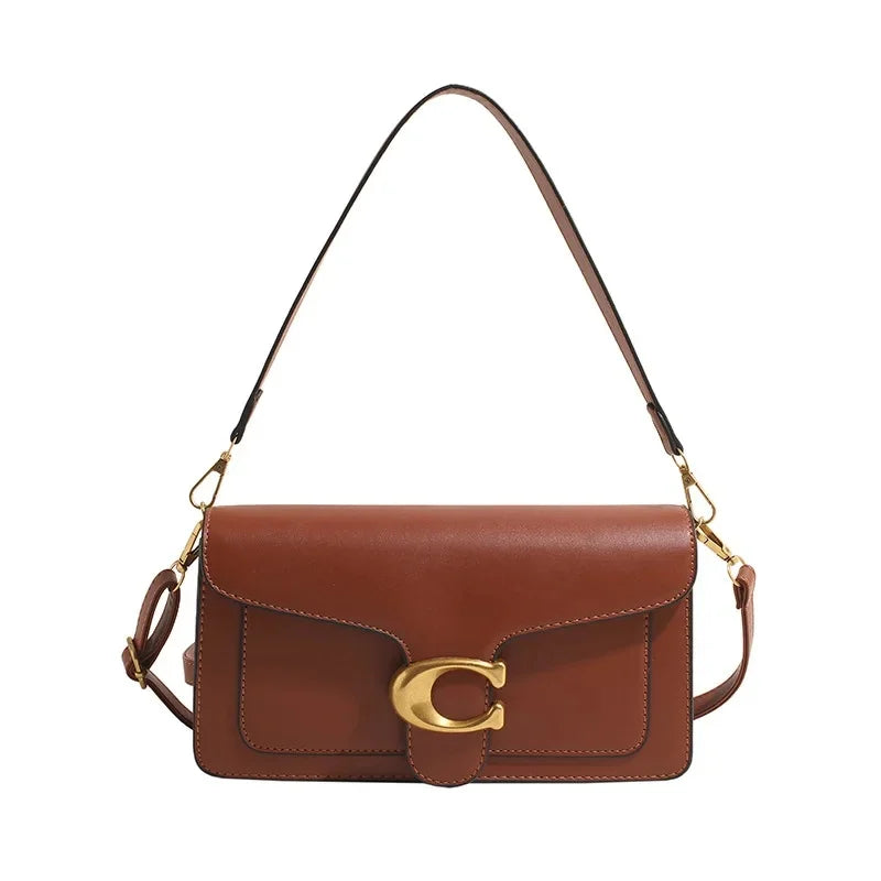 2025 New Women's High-End Pure Color Simple Square Bag Multi-Layer Commuting Single Shoulder Bag Neutral Minimalist Style