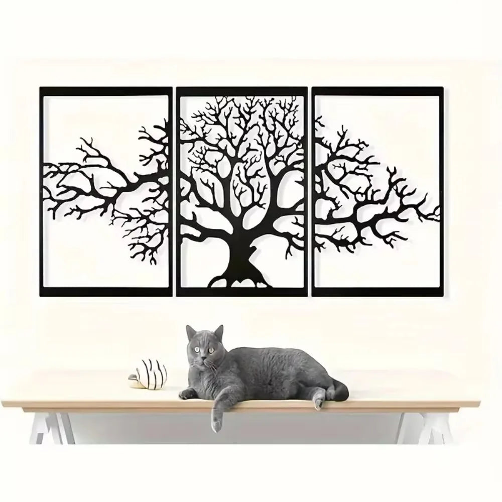3pcs/set Metal Tree of Life Wall Art - A Perfect Gift for Housewarming! Enhance Your Bedroom or with Its Unique Decoration