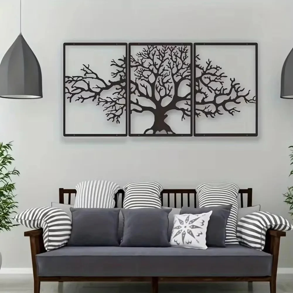 3pcs/set Metal Tree of Life Wall Art - A Perfect Gift for Housewarming! Enhance Your Bedroom or with Its Unique Decoration