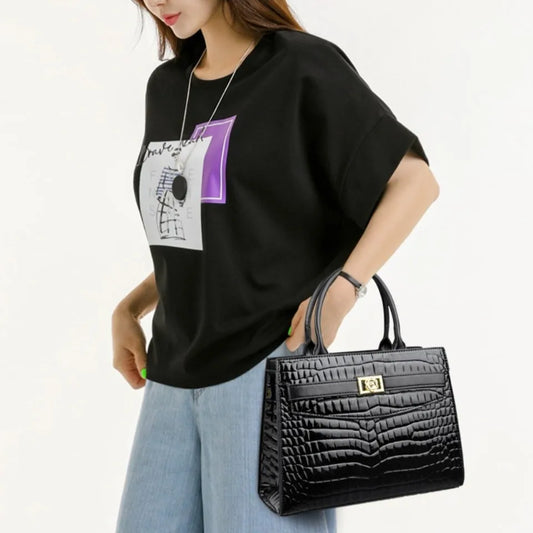 Commuting Sac Alligator Patent Leather Shoulder Crossbody Hand Bags for Women Mother Brand Luxury Handbags Women Bags Designer