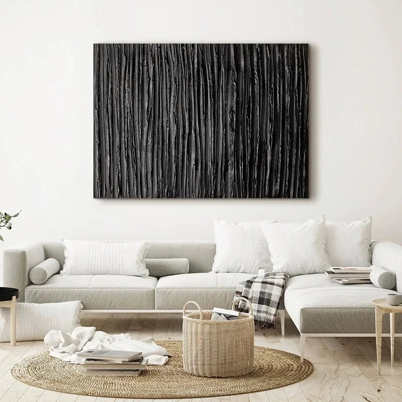 Handmade Modern Black Painting 3D Abstract Canvas Wall Art Oil Painting for Home Living Room Decor