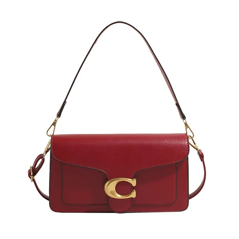 2025 New Women's High-End Pure Color Simple Square Bag Multi-Layer Commuting Single Shoulder Bag Neutral Minimalist Style