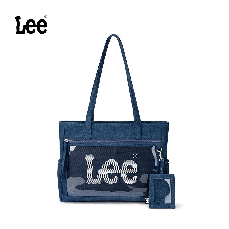 LEE Retro Women's Handbag Denim PVC Hand Bag Ladies Crescent-Shaped With Internal Brand Zipper Pocket Travel Daily Use сумка