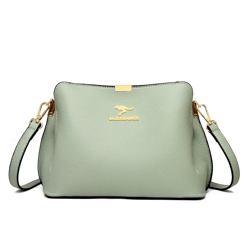 3 Layer Large Capacity Fashion Women's Shoulder Bag High Quality Soft Leather Female Handbag Luxury Designer Girl Crossbody Bags