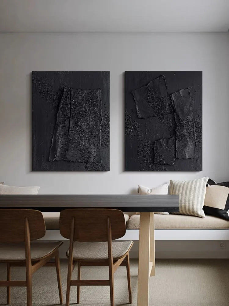 Handmade Modern Black Painting 3D Abstract Canvas Wall Art Oil Painting for Home Living Room Decor