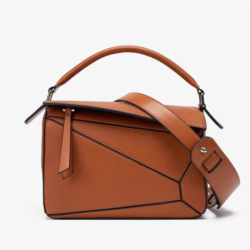 New Simple PU Geometric Handbag Women's Crossbody Bag Large Capacity Lightweight Doctor Bag Versatile Business Casual Style