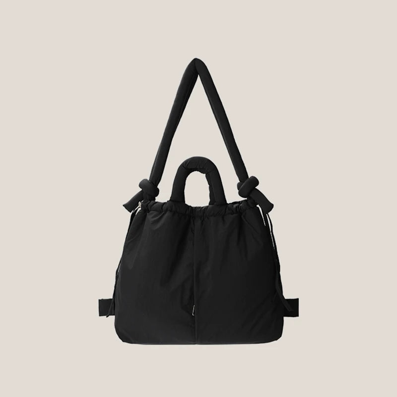 Casual nylon padded tote bag designer soft puffer women shoulder crossbody bags Simple Vintage large capacity handbags 2023