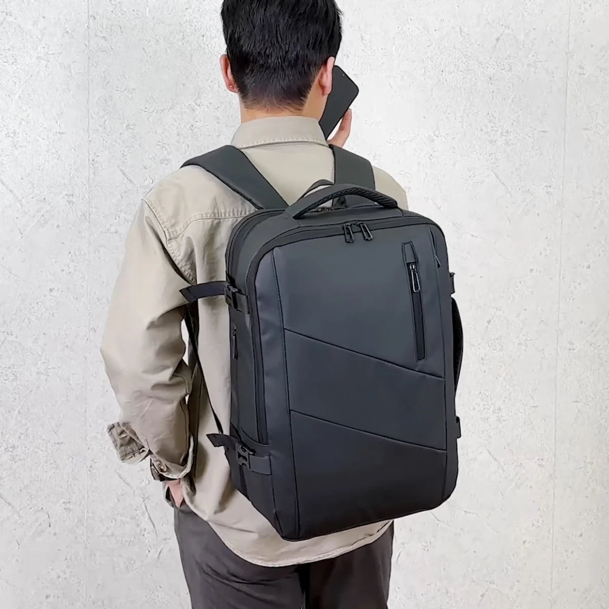 Quilted Expandable Laptop Backpack USB Port Lightweight Oxford Multi-Compartment Luggage Sleeve Work Bag for Travel Commute