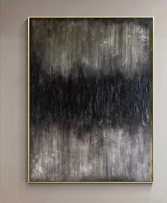Handmade Modern Black Painting 3D Abstract Canvas Wall Art Oil Painting for Home Living Room Decor