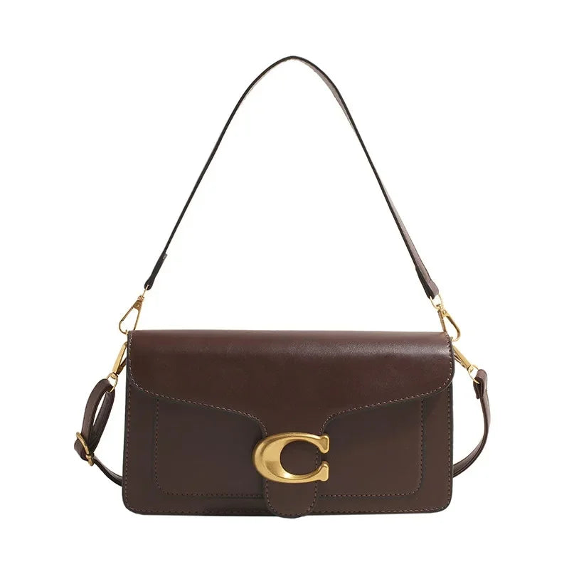 2025 New Women's High-End Pure Color Simple Square Bag Multi-Layer Commuting Single Shoulder Bag Neutral Minimalist Style