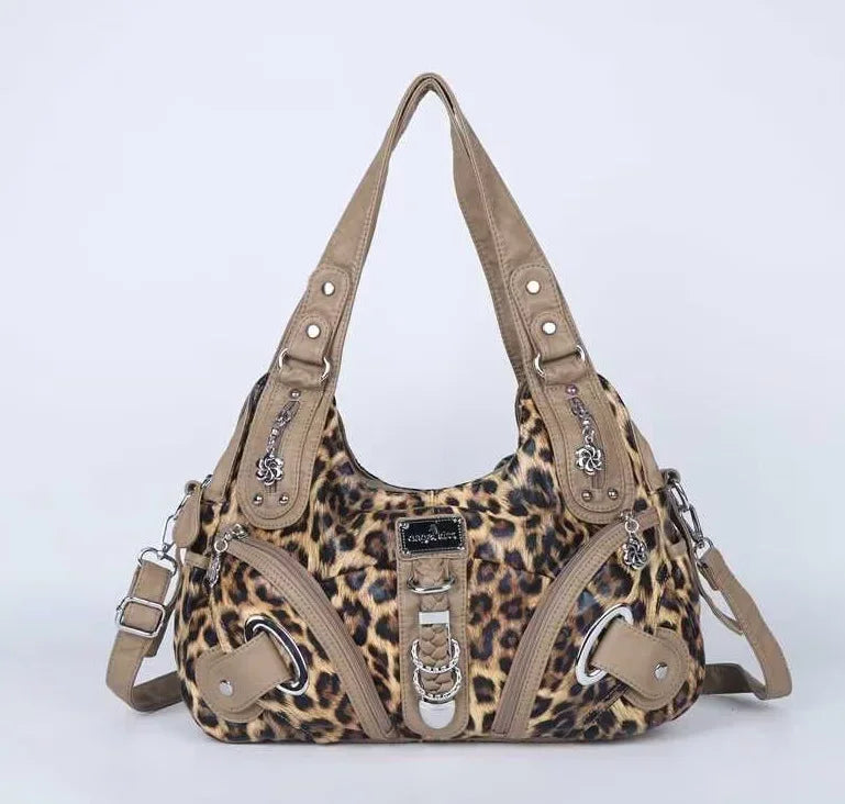 Angelkiss Women Handbags Leopard Bag Top-handle Handbag Fashion Satchel Dumpling Pack Shoulder Bag Tote Bag Hobos Large Purse