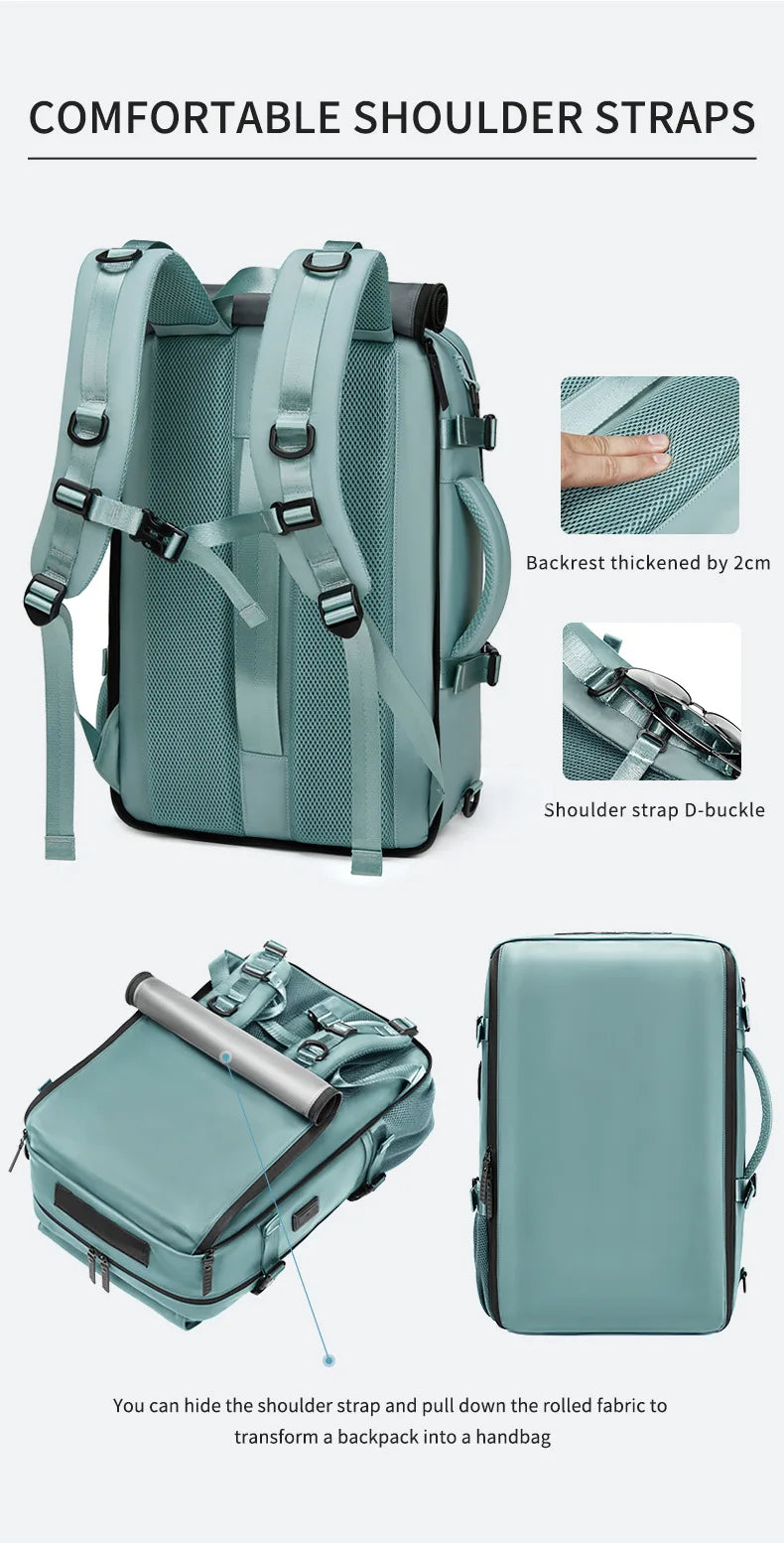 XOKY Large Travel Backpack Boardable Backpack USB Charging Waterproof Outdoor Travel Backpack independent shoe compartment 8102
