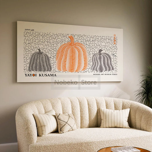 Modern Japanese Art Yayoi Kusama Large Horizontal Poster Panorama Prints Canvas Painting Wall Art Pictures Home Room Decoration