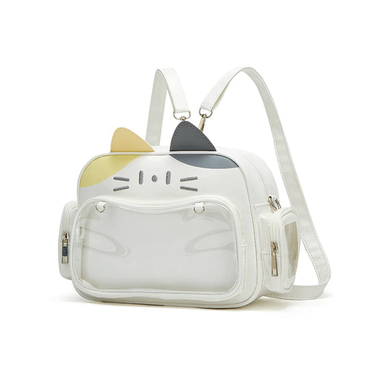Fashion College Style Female Small Ita Bag Cat Backpacks for Women Leather Casual Lolita Jk Harajuku Shoulder Bag