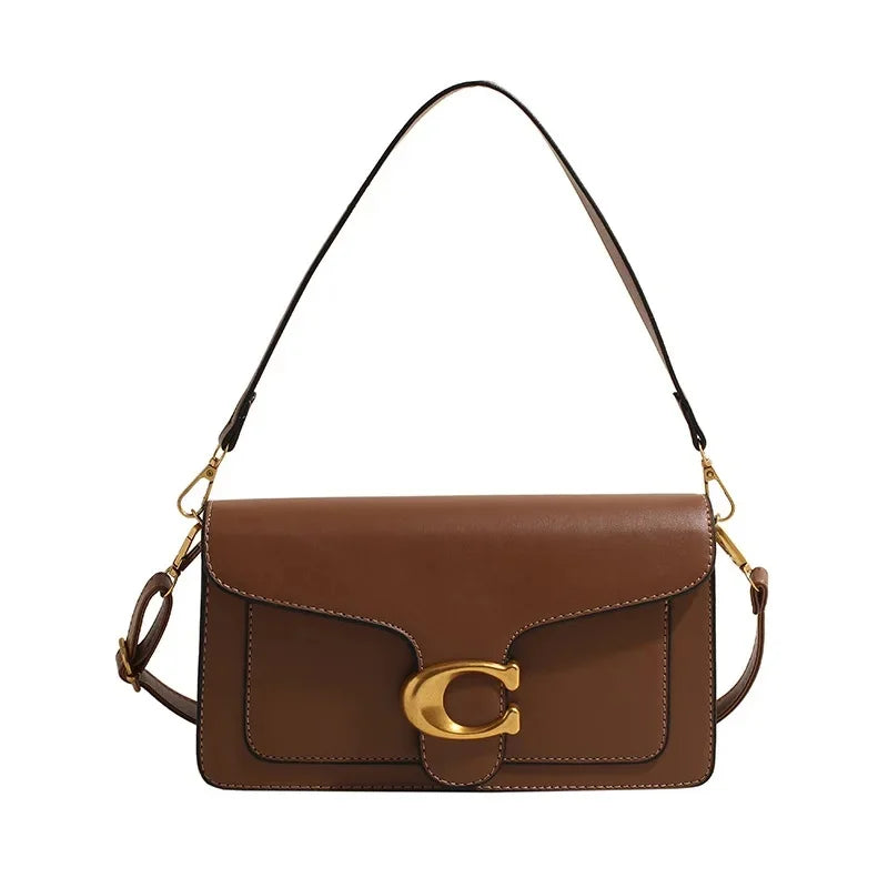 2025 New Women's High-End Pure Color Simple Square Bag Multi-Layer Commuting Single Shoulder Bag Neutral Minimalist Style