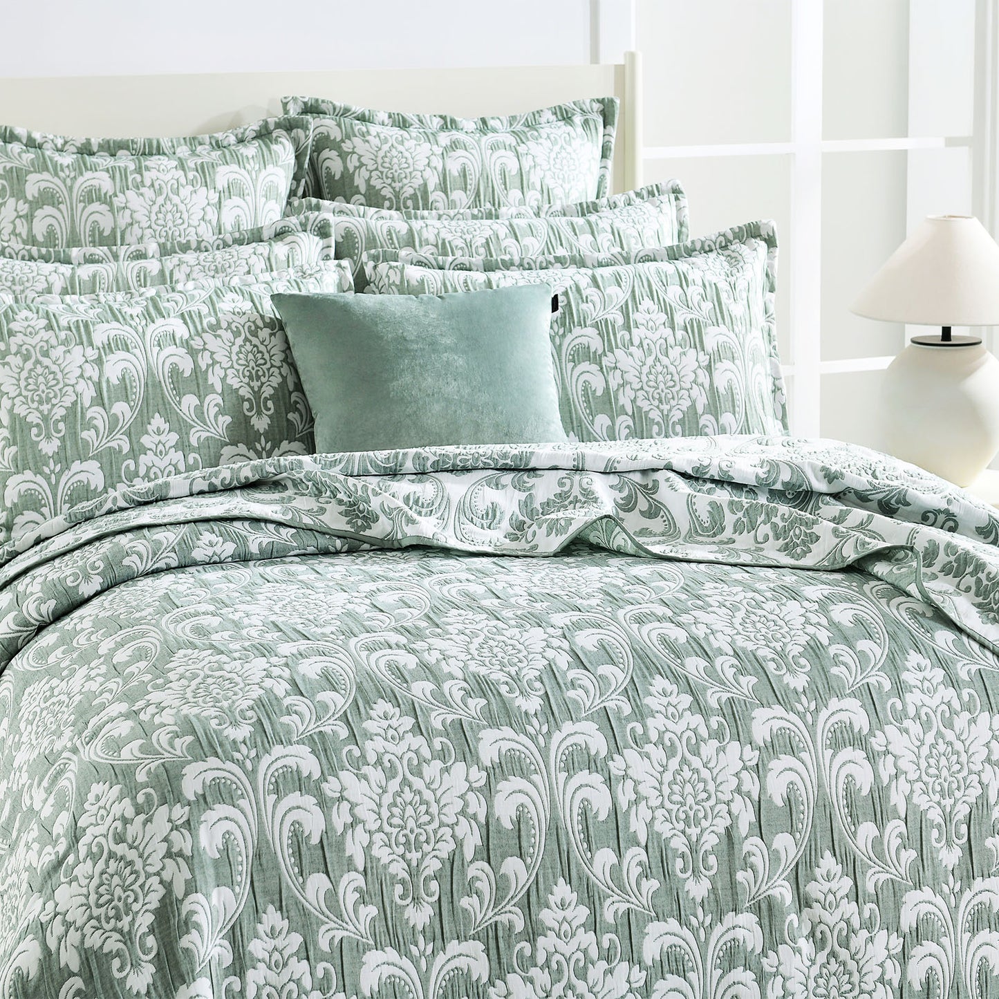 Tahlia Jacquard Jade Coverlet Set by Renee Taylor Super King