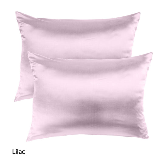 Royal Comfort Mulberry Soft Silk Hypoallergenic Pillowcase Twin Pack 51 x 76cm - Lilac