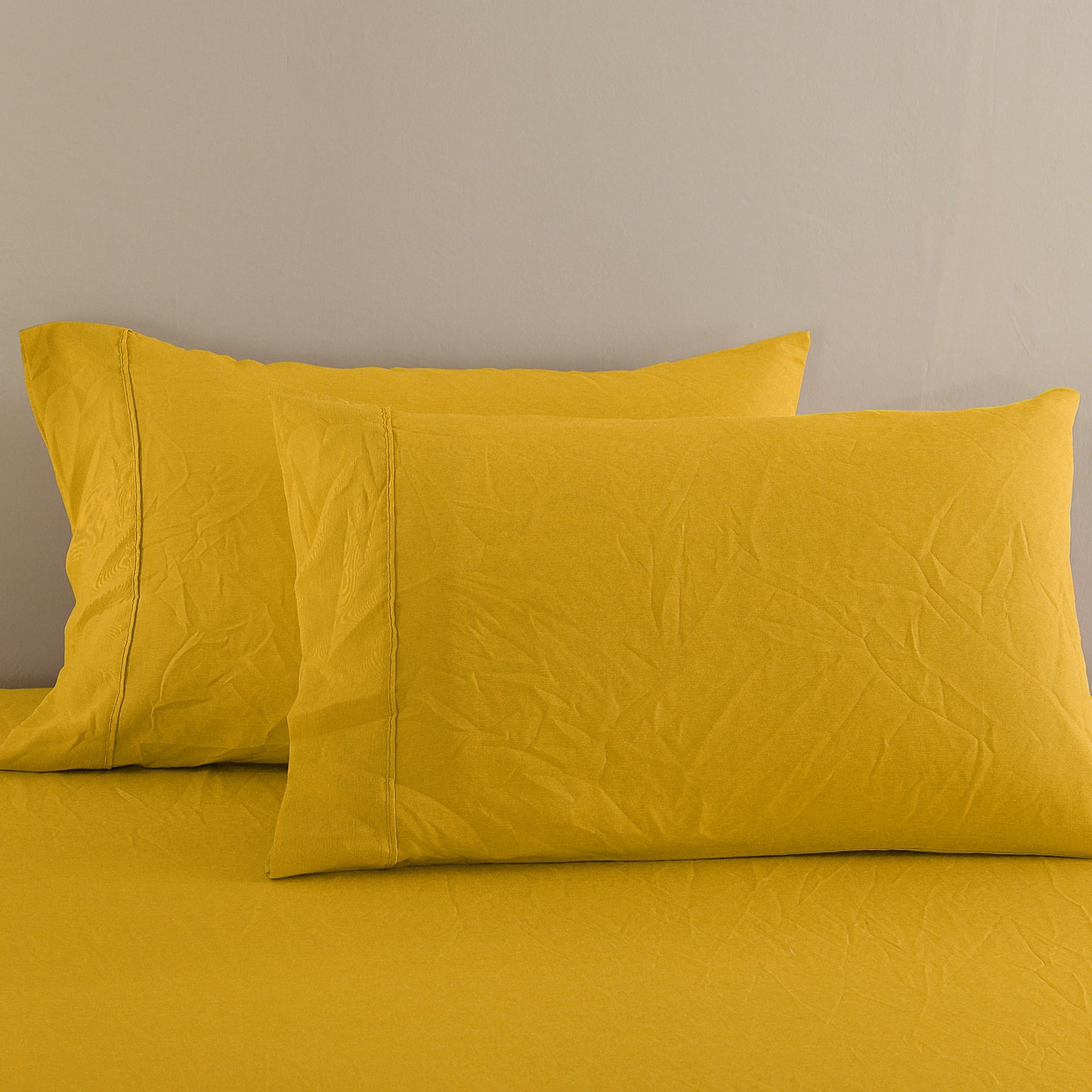 Royal Comfort Flax Linen Blend Sheet Set Bedding Luxury Breathable Ultra Soft - Queen - Mustard Gold