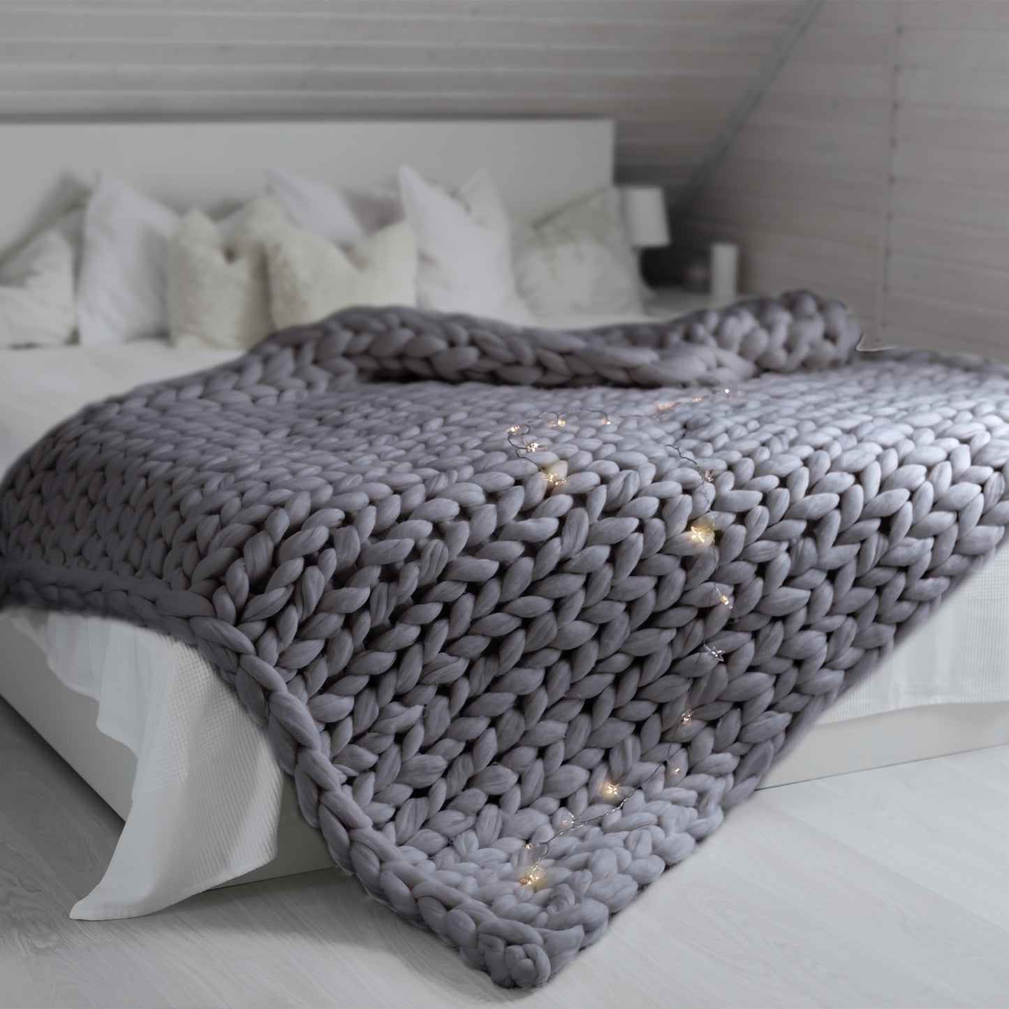 Royal Comfort Chunky Hand Knit Thick Weighted Blanket 6.3KG 203cm x 153cm - Grey